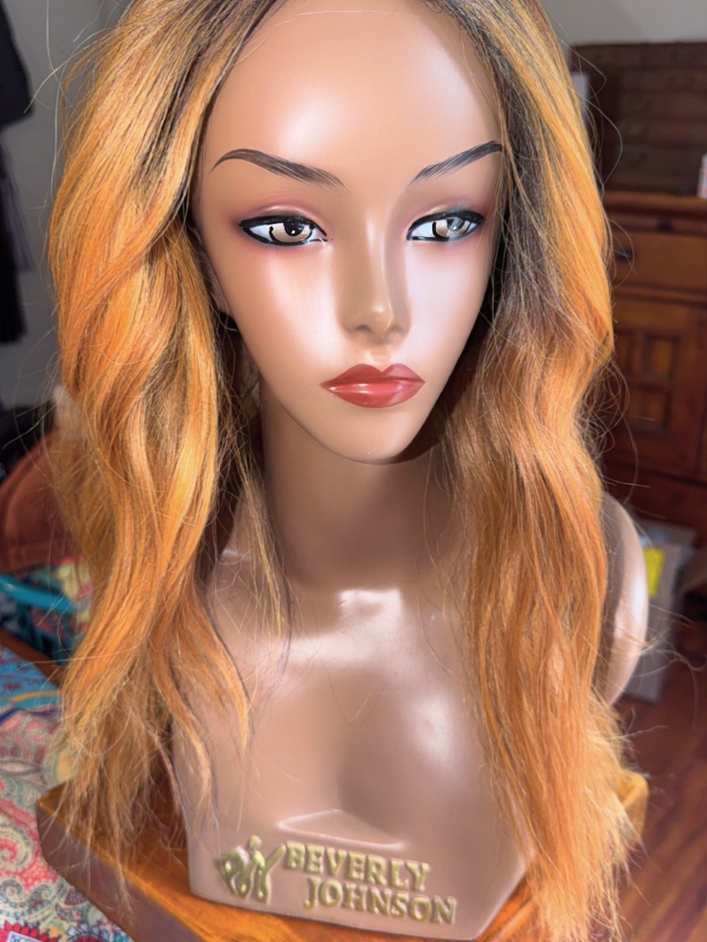 Women's Long Wavy Wig in Honey Orange Blend